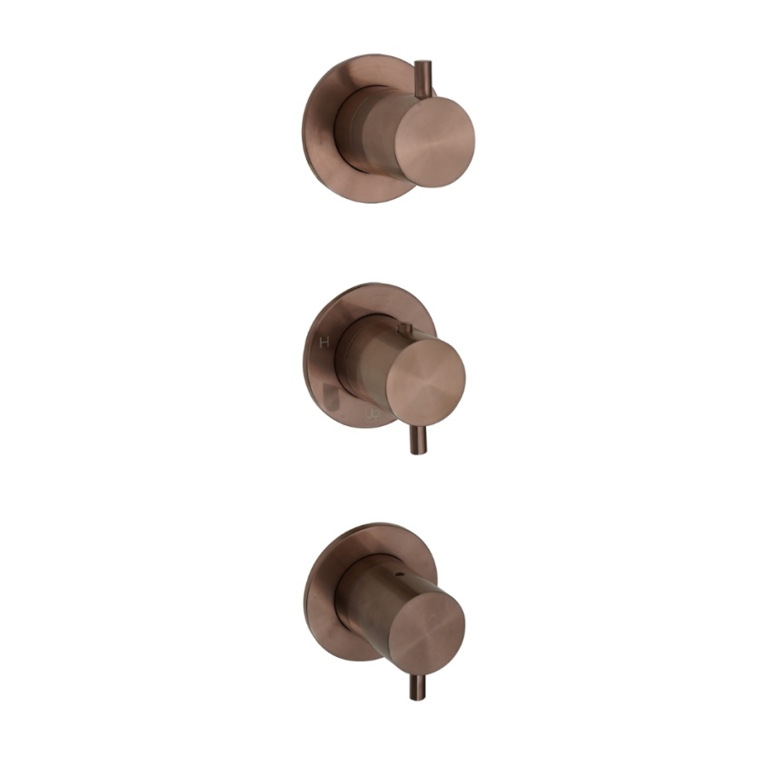 Product Cut out image of the JTP Vos Brushed Bronze Concealed 3 Handle 3 Outlet Shower Valve